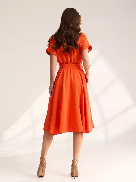 Сукня міді ISSA Plus комбінований верх помаранчевий