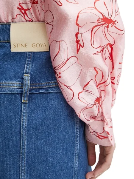 Fustă din denim Stine Goya până la genunchi albastru