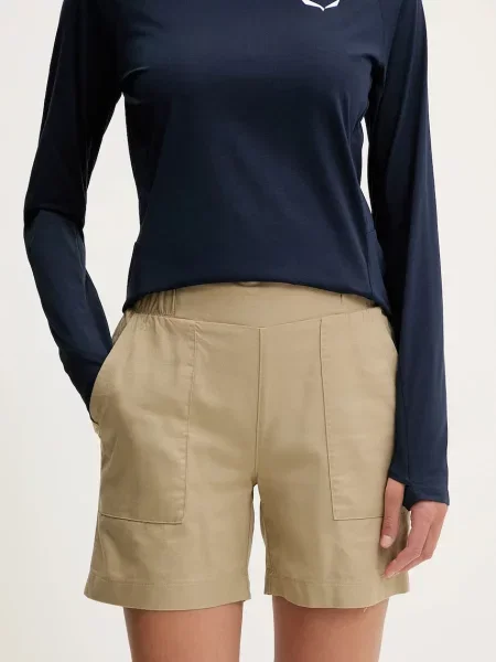 Viking szorty outdoorowe Banao gładkie high waist zielony