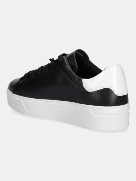 Kožené tenisky Tommy Hilfiger CHIC PLATFORM CUPSOLE PATENT černá
