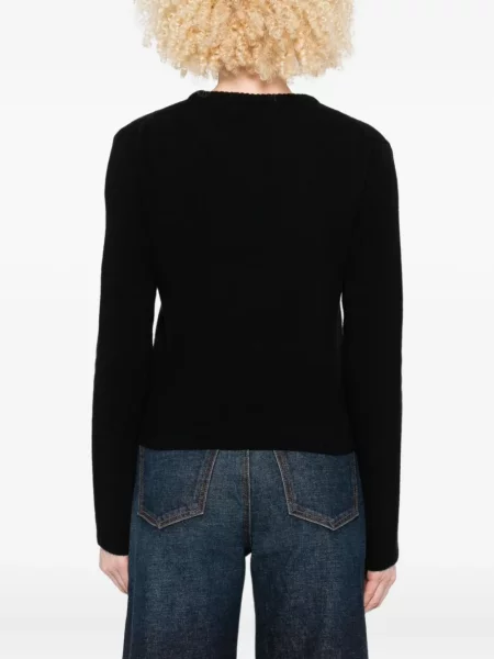Pulover Moncler cu broderie de lână negru