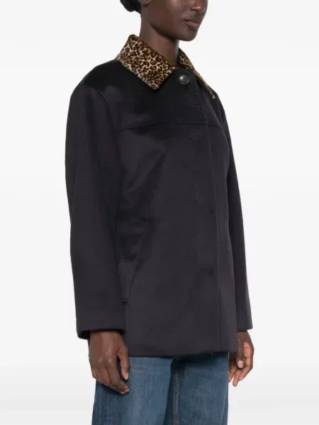 Gulerat geacă Max Mara cu imagine cu model leopard albastru