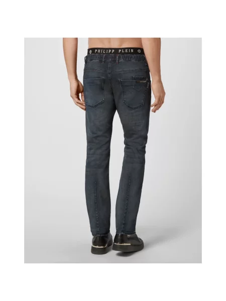 Jeansy Philipp Plein do biegania niebieskie
