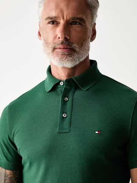Tommy Hilfiger тениска с яка от с зелено