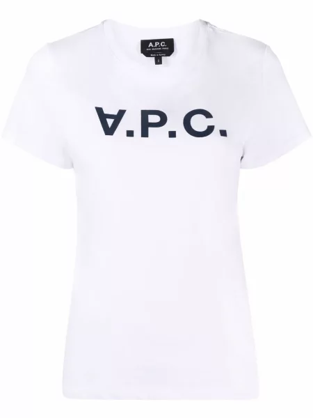 Krátký tričko A.p.c. s potiskem bílé