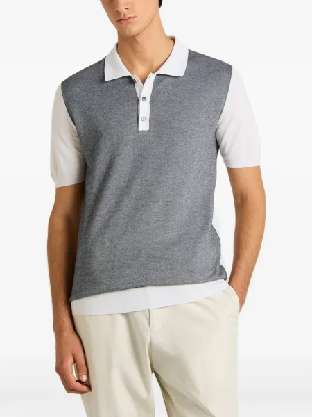 Gulerat tricou polo Kiton gri