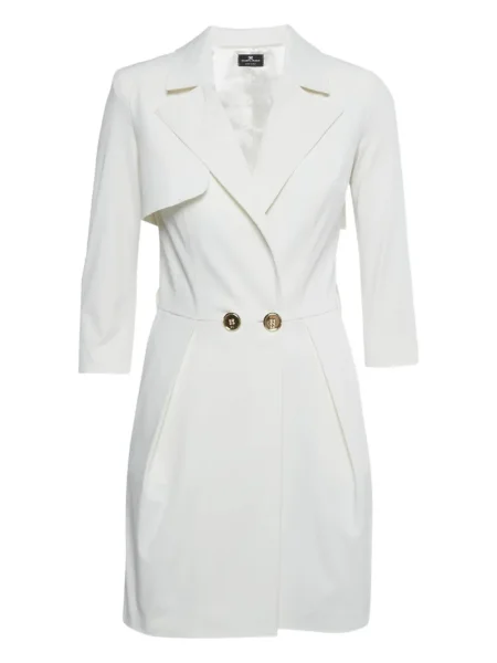 Mała sukienka mini Elisabetta Franchi z krepy garniturowa biała