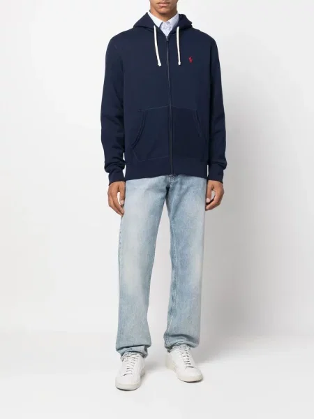 Flisas džemperis su gobtuvu Polo Ralph Lauren apvaliu kaklu pilka