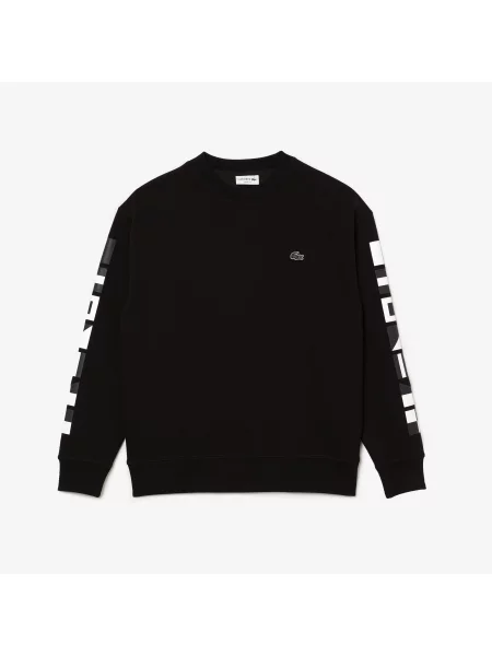 Lacoste Bluza O Luźnym Kroju Z Nadrukiem Odblaskowym czarna