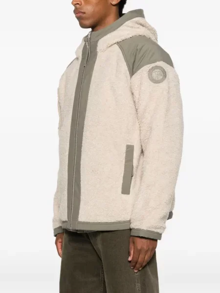 Geacă Canada Goose din fleece cu glugă bej