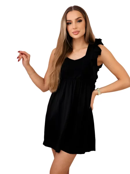 Šaty s volánky na bocích černé