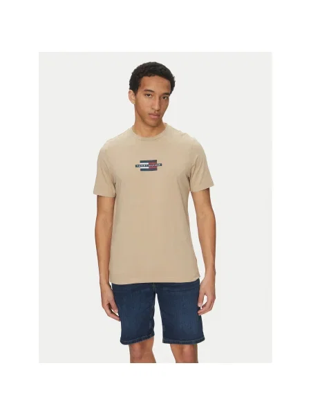 Tommy Hilfiger Póló Flag Box Regular Fit bézs