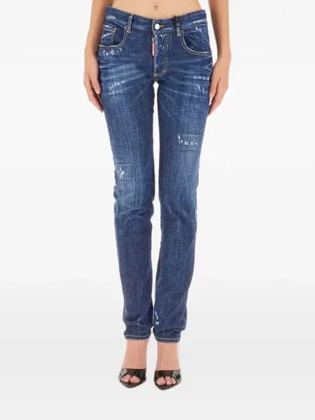 Blugi uzați Dsquared2 zdrențuiți albastru