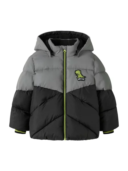 NAME IT Geacă de primăvară-toamnă NMMMORTEN gri / verde măr negru