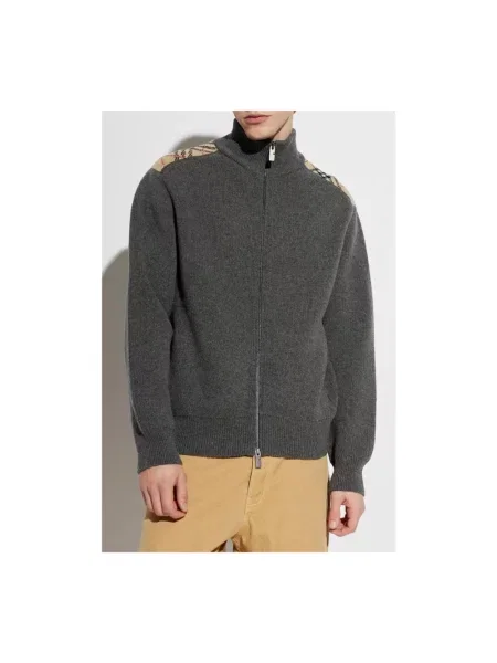 Kardigan Burberry wełniany szary