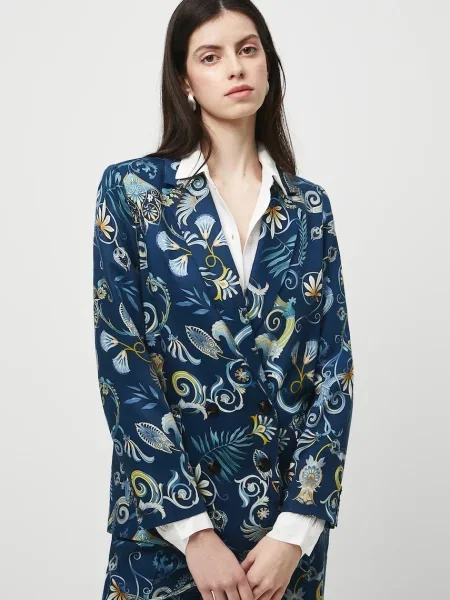 Medicine marynarka granatowy dwurzędowa wzorzysta