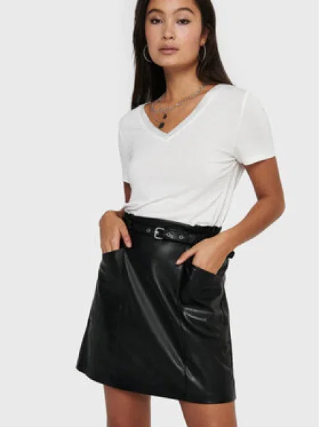 ONLY Fustă din imitație de piele Heidi negru