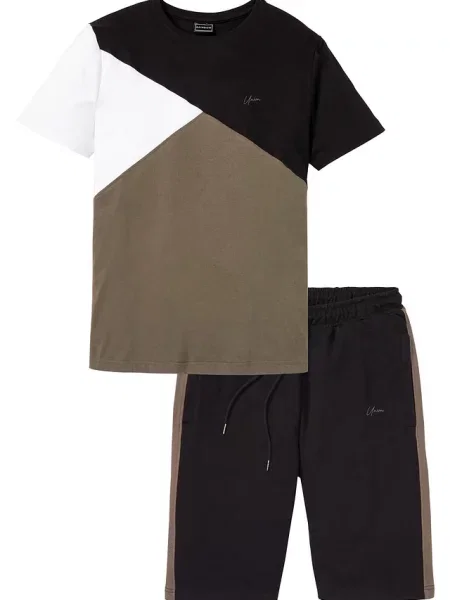 T-shirt + bermudy dresowe 2 części czarna