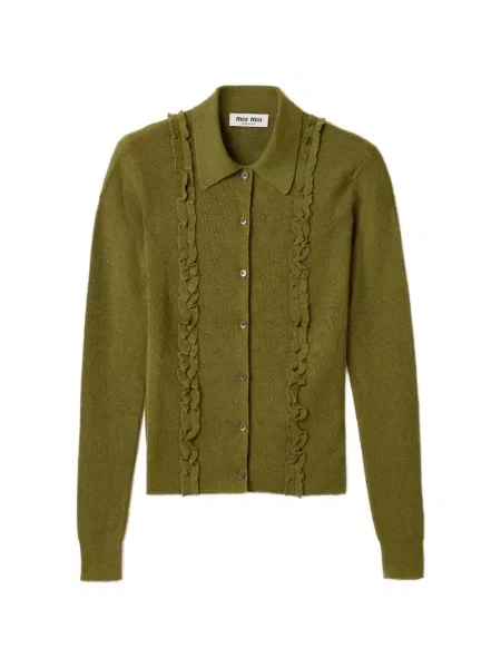 Cardigan Miu Miu de mătase verde
