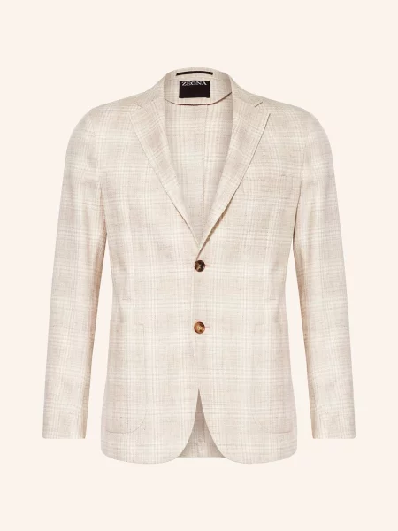 Zegna Sako Extra Slim Fit S Příměsí Lnu béžová