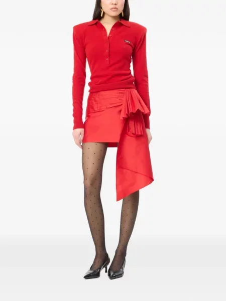 Tricou polo Rotate Birger Christensen de lână roșu