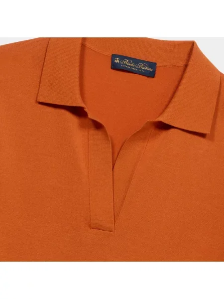 Dzianinowy sweter Brooks Brothers z kołnierzem pomarańczowy