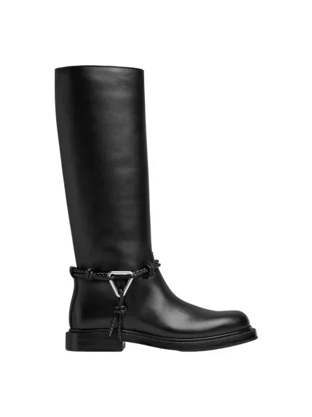 Kozaki Bottega Veneta skórzane czarne