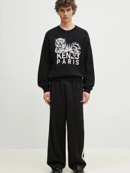 Шерстяной тигровый свитер Kenzo черный