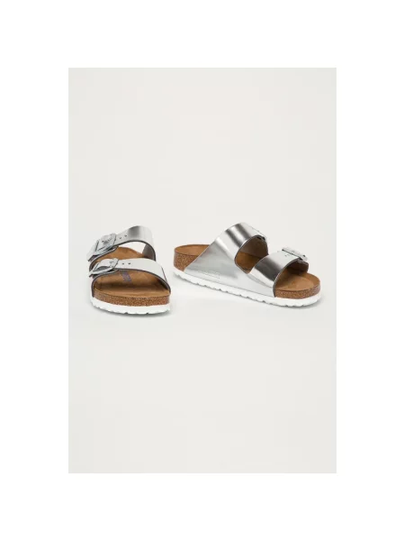 Klapki Birkenstock skórzane szare