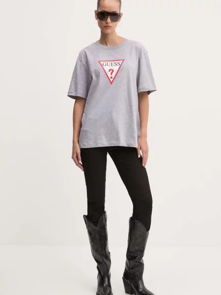 Polo Guess Jeans z krótkim rękawem szare