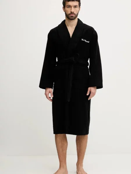 Karl Lagerfeld Halat de baie lung / alb negru