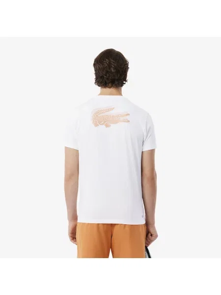Lacoste Sportowy T-Shirt Ultra Dry Z Grafiką Krokodyla biały