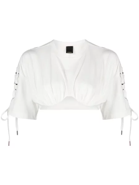 Cropp tricou Pinko din dantelă alb