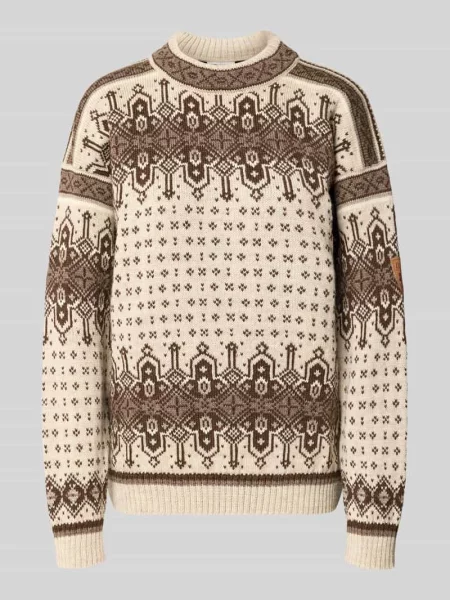 Sweter z dzianiny we wzór na całej powierzchni model ALBERTVILLE' Dale Of Norway beżowy