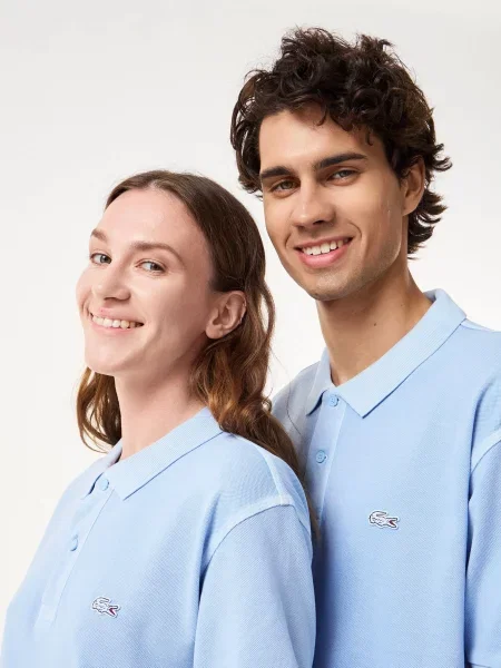 Поло Lacoste голубое