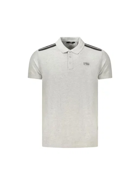 Koszulka polo Cavalli Class z krótkim rękawem szara