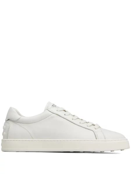 Sneakerși Tod's cu șireturi din dantelă cu tepi alb