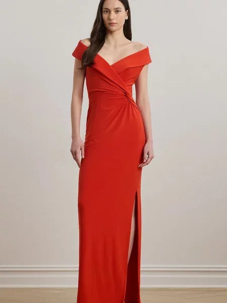 Lauren Ralph Lauren sukienka maxi prosta czerwony