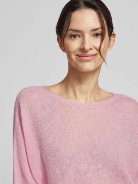 Sweter z dzianiny z mieszanki wełny z alpaki model SOFT ORCHID' Rich & Royal różowy