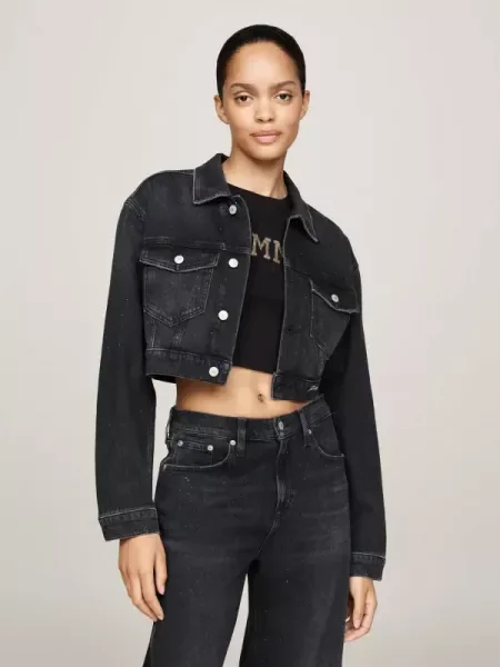 Tommy Jeans De blugi geacă | Cropped Fit gri