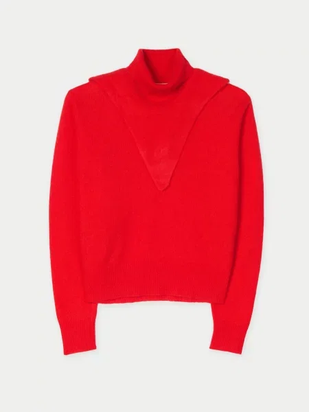 GOBI Cashmere Pulover Women's Dual-Collar Cashmere Sweater roși aprins