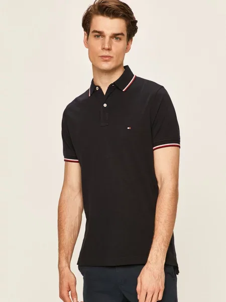 Tommy Hilfiger Тениска с яка тъмносиньо