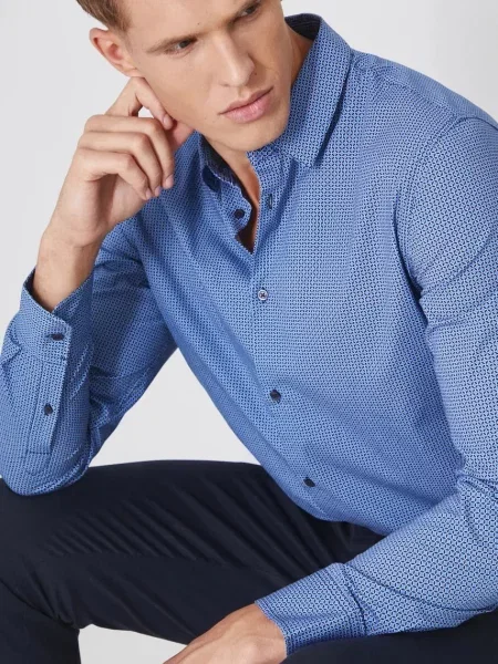 Риза Medicine мъжка със стандартна кройка с класическа яка тъмносиньо