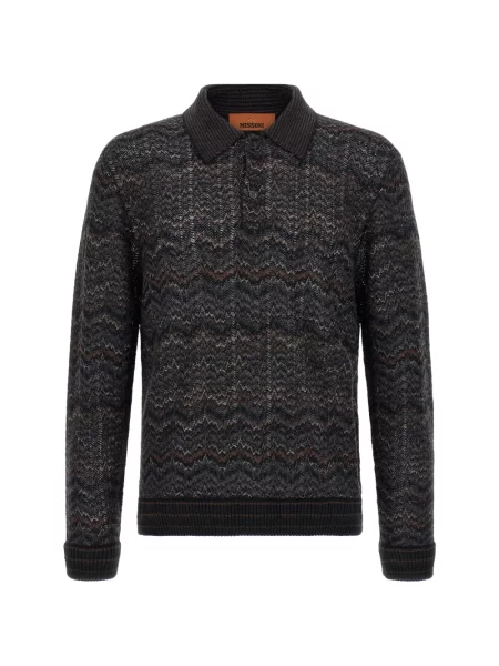 Tricou polo Missoni tricotate negru