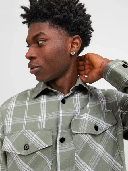 JACK & JONES Cămașă ROY verde jad / alb