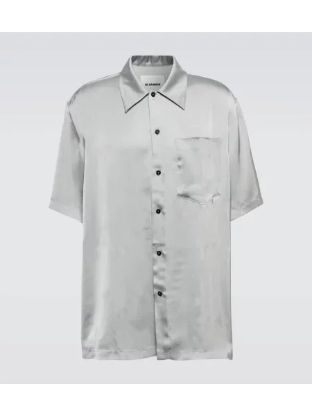Cămașă Jil Sander din satin gri