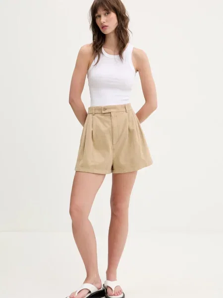 Filippa K szorty gładkie high waist beżowy