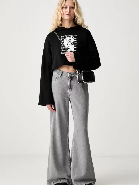 Geacă de blugi Karl Lagerfeld Jeans cu glugă negru