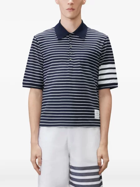 Tricou polo Thom Browne albastru