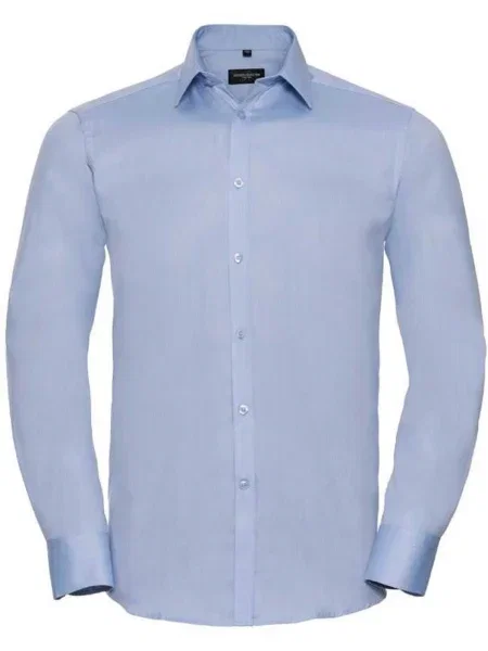 Риза Russell с дълъг ръкав с десен рибена кост сиво